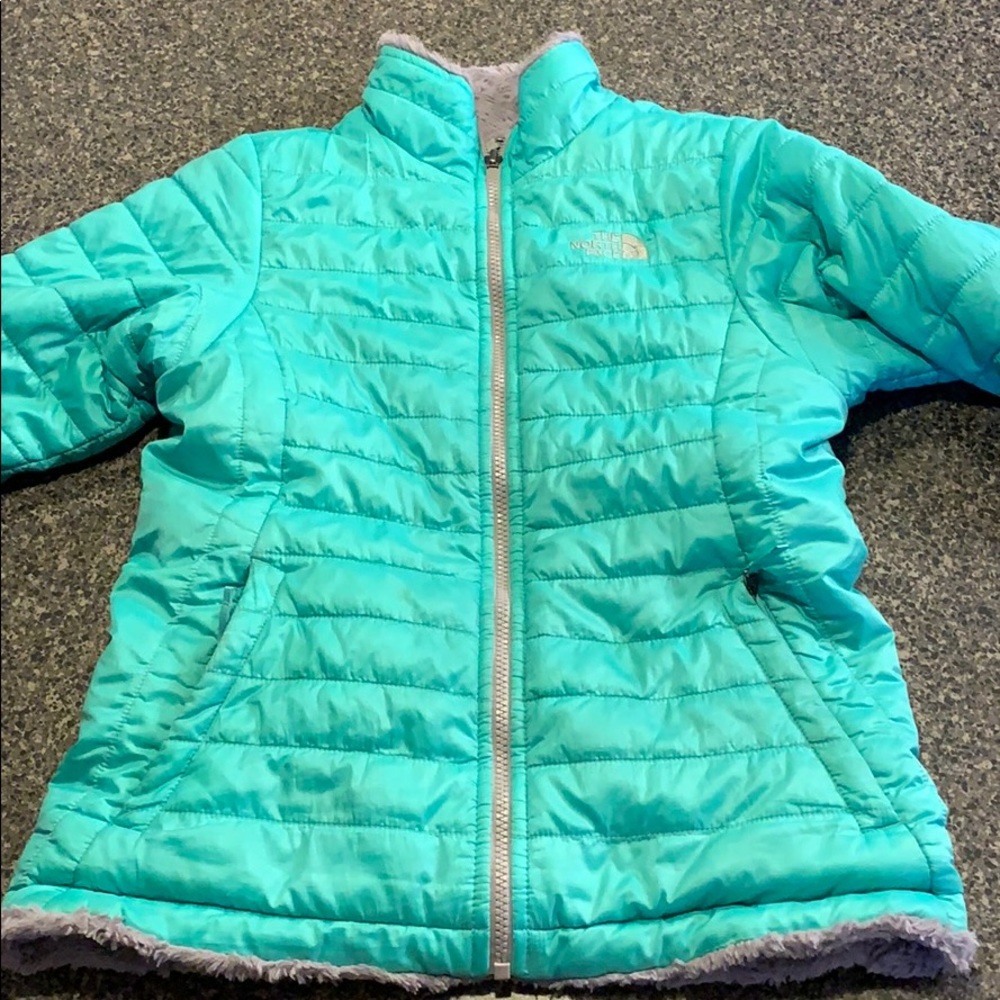 Girls North Face Mossbud reversible coat